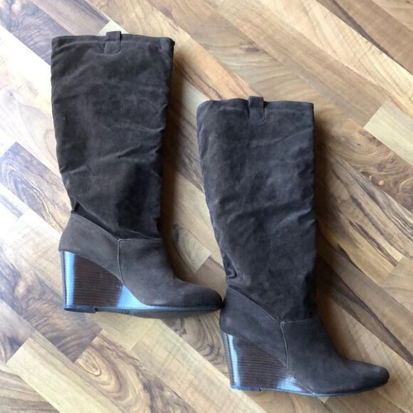 Rampage Brown Tall Wedge Boots Shoe Size 11 - Picture 2 of 9